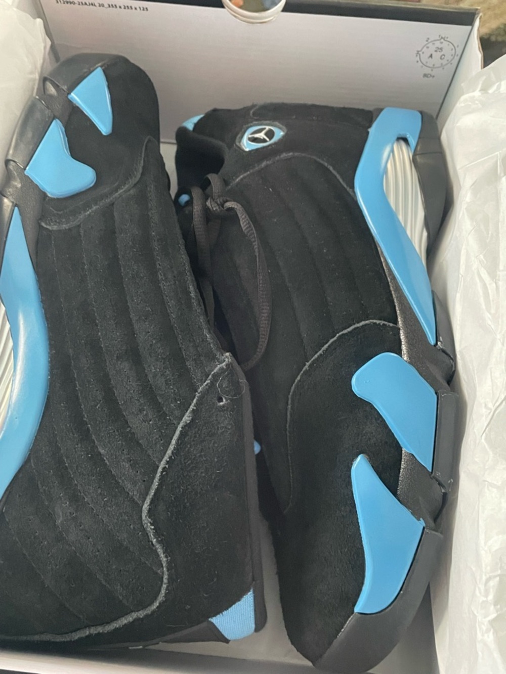 Air Jordan 14 Retro Men’s Black and University Blue Retro Sneakers - Picture 8 of 12